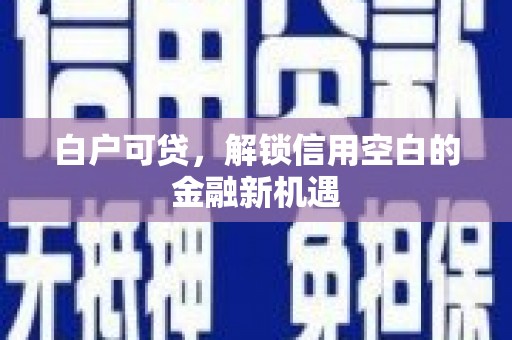 扎赉特旗白户可贷，解锁信用空白的金融新机遇